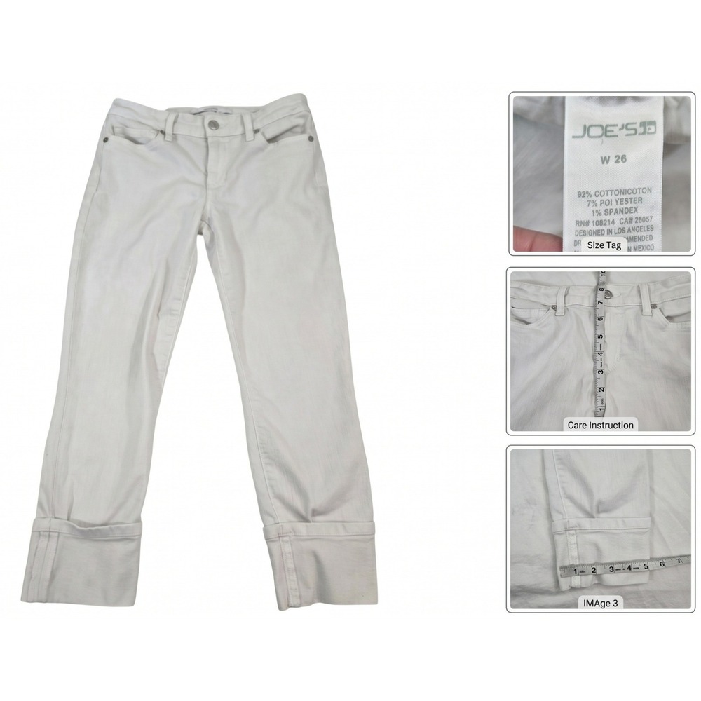 Joe's Jeans Womens 26 White Cropped Capri Denim Mid Rise Stretch Made In Mexico‎